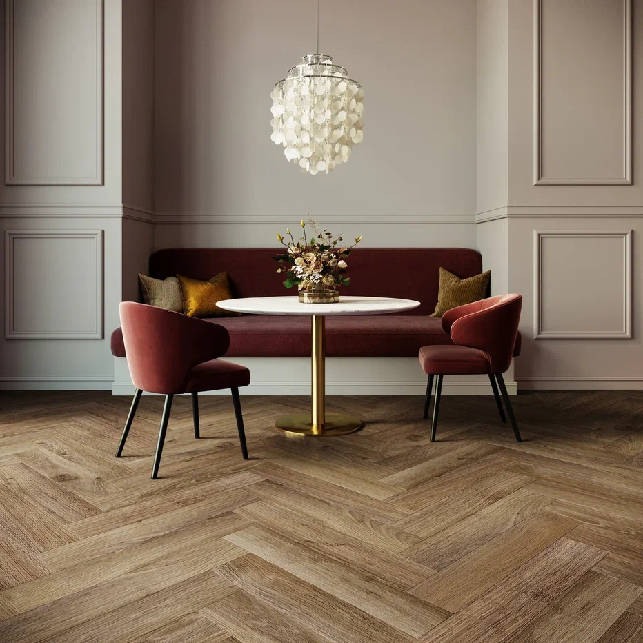 Кварцвинил Invictus Maximus Click Herringbone Highland Oak - Roasted