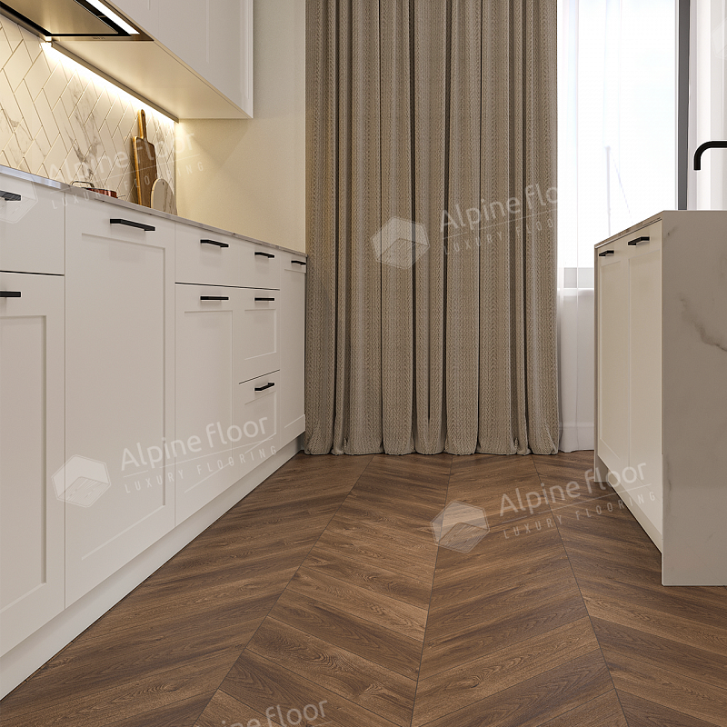 Кварцвинил Alpine Floor Chevron Alpine Eco 18-13 Дуб Коричневый