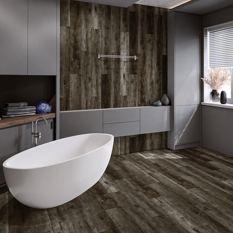 Кварцвинил Damy Floor Family LVT TCM369-7-LVT Дуб Рустикальный Черный