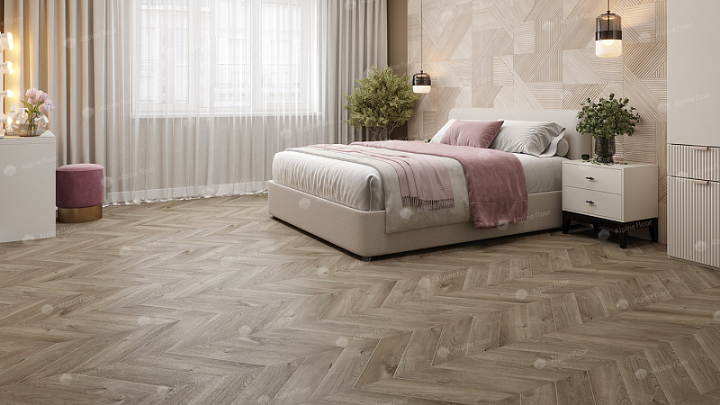 Кварцвинил Alpine Floor Chevron Alpine Eco 18-3 Дуб Натуральный Отбеленный